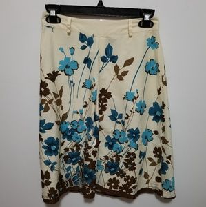 Blue and brown floral skirt